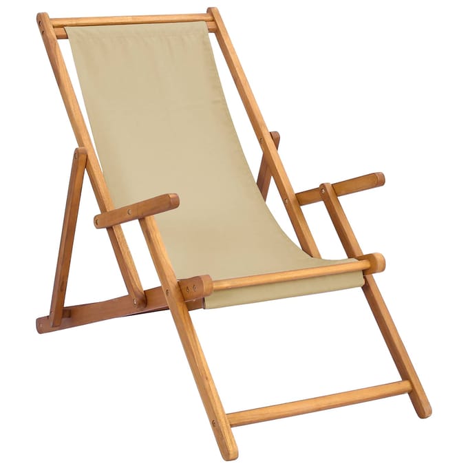 vidaXL - Zonstoel - Beige - Massief - Teakhout