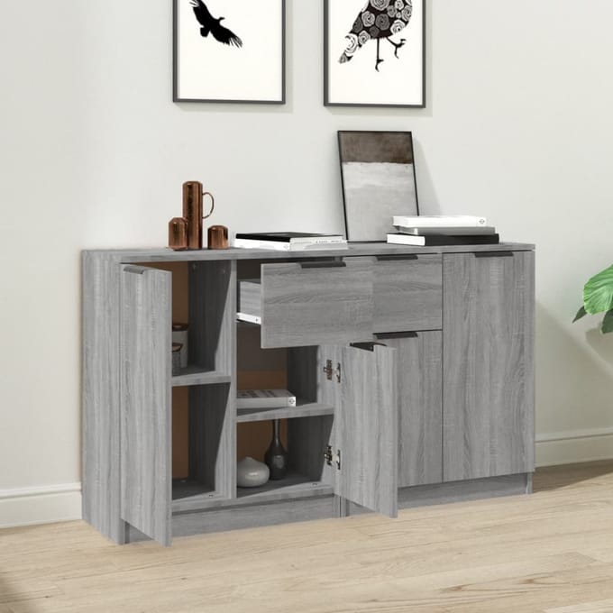 vidaXL - Dressoirs - 2 - st - 60x30x70 - cm - bewerkt - hout - grijs - sonoma - eiken
