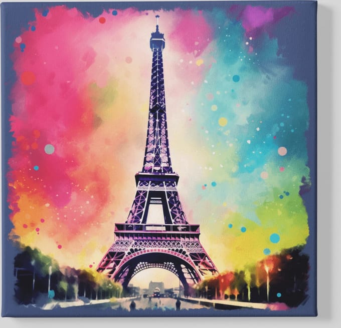 Canvas Schilderij - Parijs - Eiffeltoren - Abstract - 60x60x2 cm
