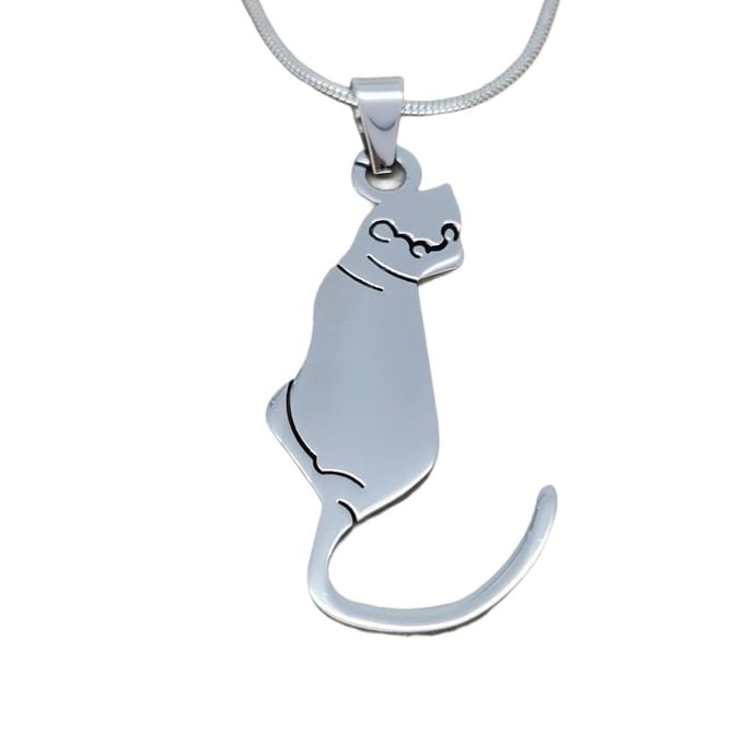 Edelstaal hanger, Poes zilverkleurig.