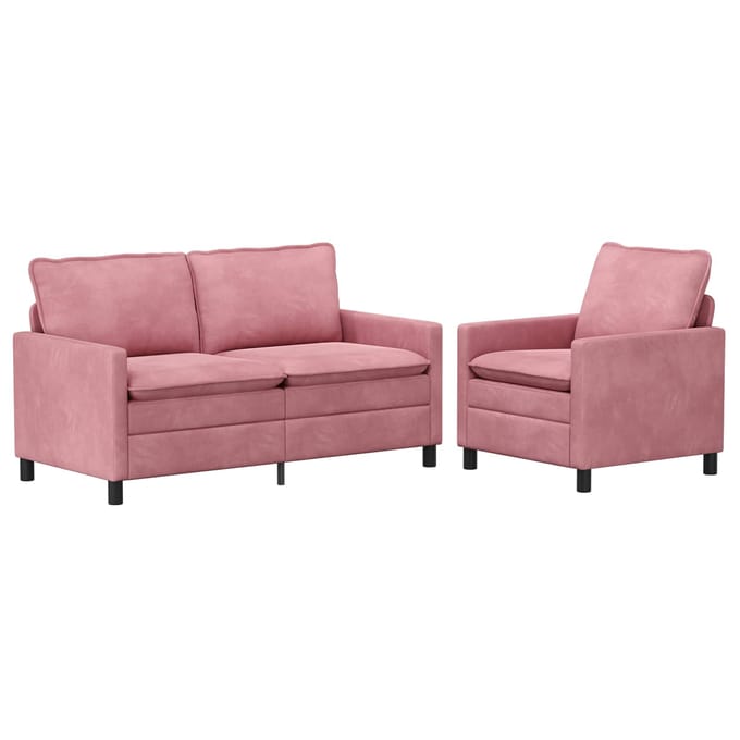 vidaXL - Bankstel - 2 - st - Roze - Fluweel