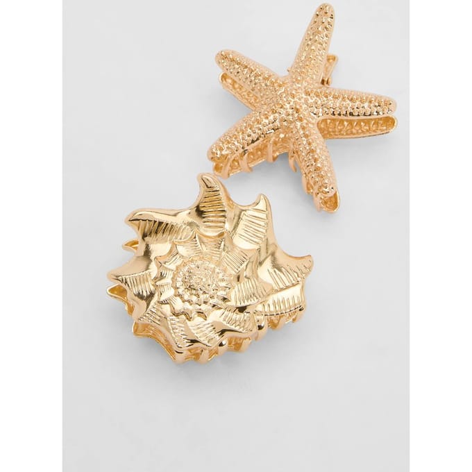 boohoo Dames Gouden Oceaan Schelp Haarklauwen 2 Stuks