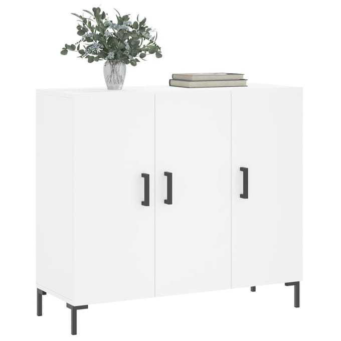vidaXL - Dressoir - 90x34x80 - cm - bewerkt - hout - wit