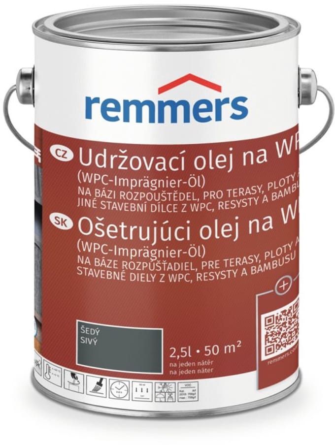 Remmers WPC impregnerende olie 2,5l, Grijs