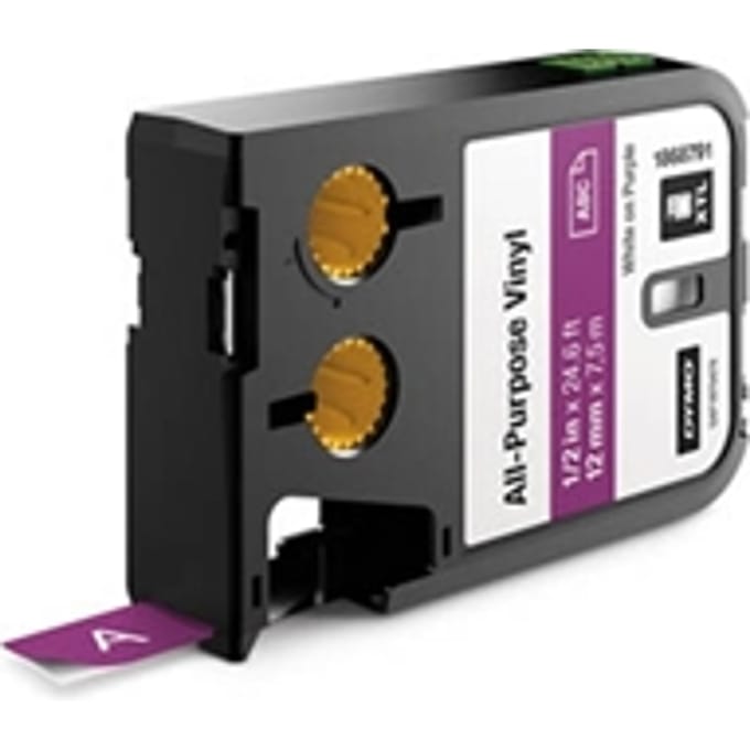 DYMO 1868791 XTL tape vinyl wit op paars 12mm (origineel)