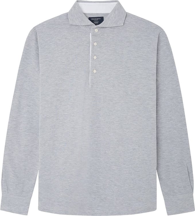 Hackett Cutaway Lange Mouw Poloshirt Grijs M Man
