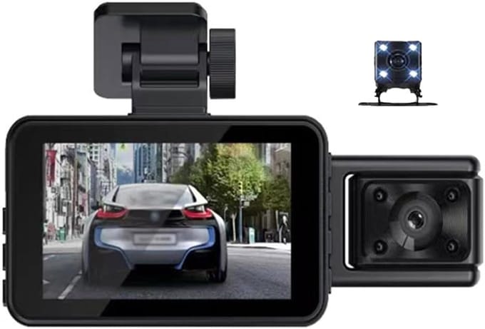 3-kanaals Dashcam Auto & Interieur met WiFi, Parkeermonitor en Loop-opname