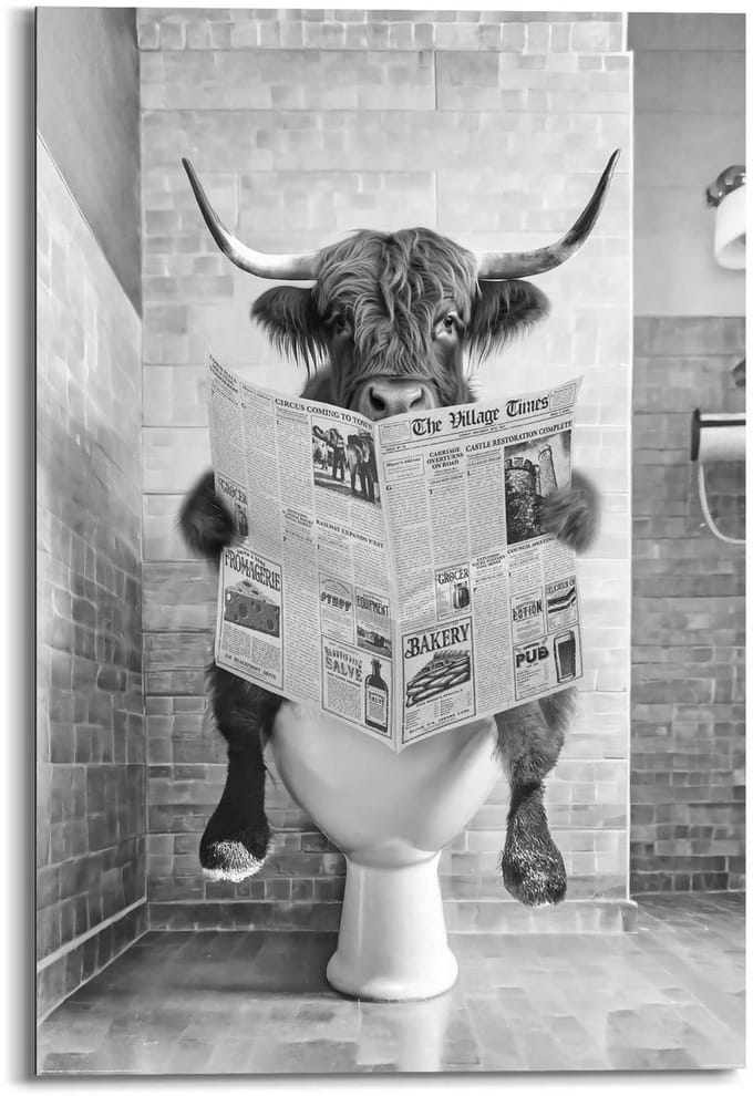 Schilderij Highlander Toilet - 90 x 60 - Hout - REINDERS