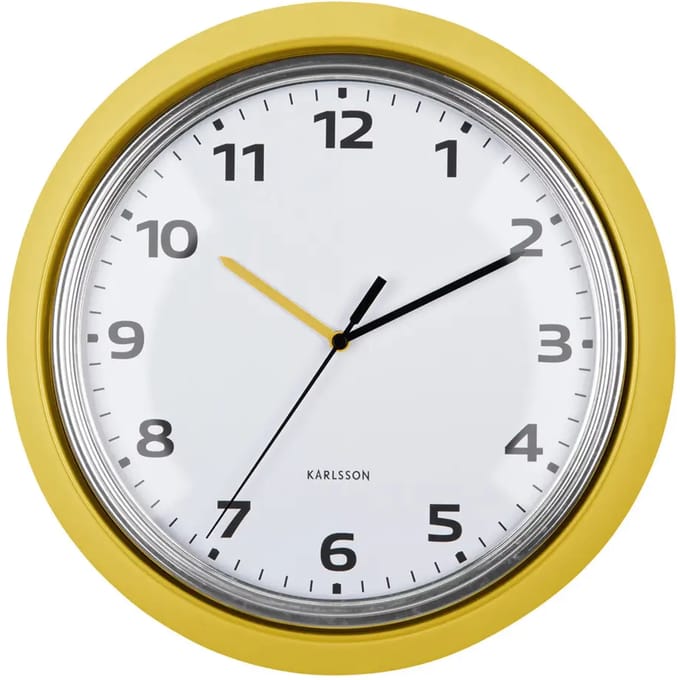 Karlsson Wandklok Modern Retro - Geel - Ø34cm - Wandklok Retro