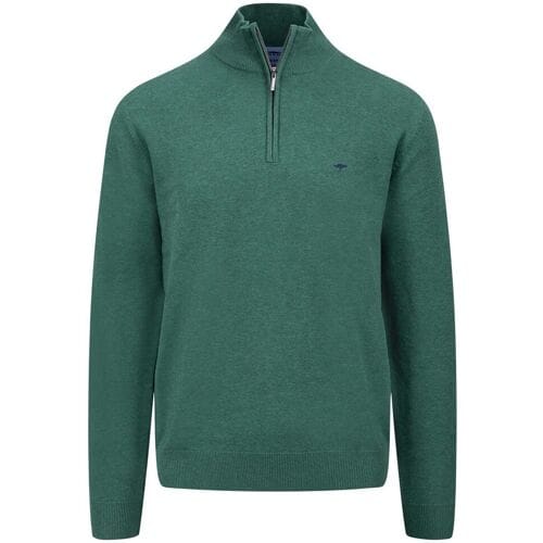 Fynch-Hatton Trui Troyer-Zip Superfine Cotton Dark Emerald / male