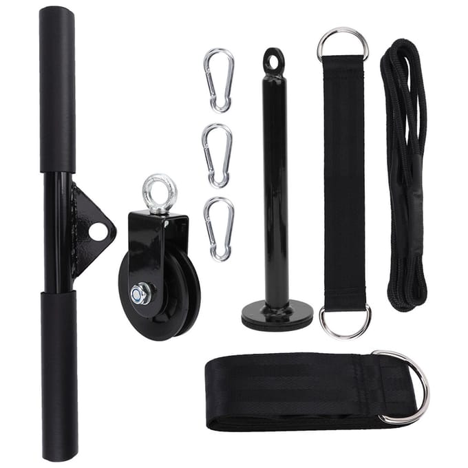 9-delige Set Doe-het-zelf Fitnessapparatuur Set Laadpen Pull Triceps Training Pulldown Katrol black
