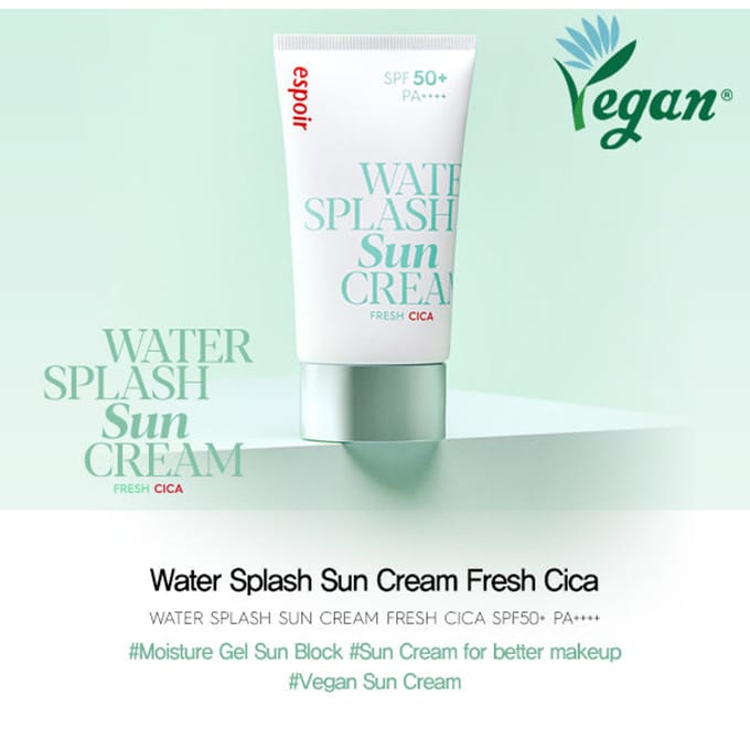 [espoir] Water Splash Zonnecrème Fresh Cica SPF 50+ PA++++ 60ml white