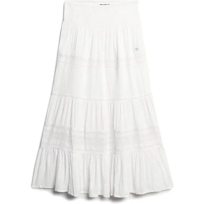 Superdry Ibiza Maxi Rok Wit Grootte: 44