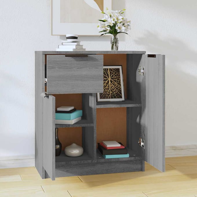vidaXL - Dressoir - 60x30x70 - cm - bewerkt - hout - grijs - sonoma - eiken