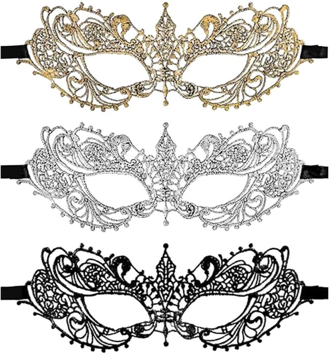 Dailygoods- Masker 3 Stuks - Venetiaans Gezichtsmasker - Kant