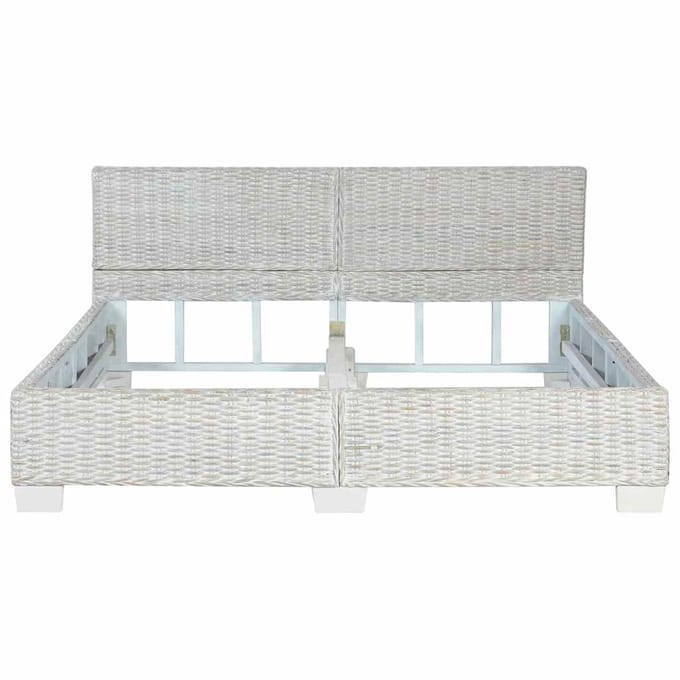 vidaXL - Bedframe - natuurlijk - rattan - grijs - 160x200 - cm