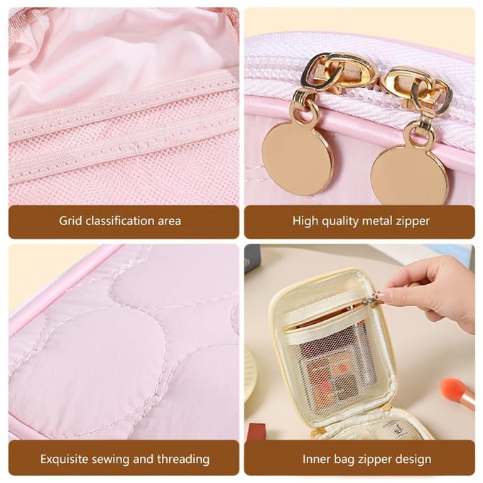 Draagbare Make-up Pouch voor Touch-Ups, Mini Lippenstift Cosmetica Opbergtas, Multifunctionele Organizer met Grote Capaciteit, Toilettas