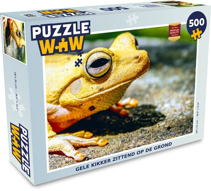 Puzzel Gele kikker zittend op de grond - Legpuzzel - Puzzel 500 stukjes