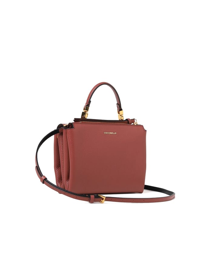 COCCINELLE Leren Schoudertas Avondtas Arlettis Handbag Grainy Leather Brandy Bruine