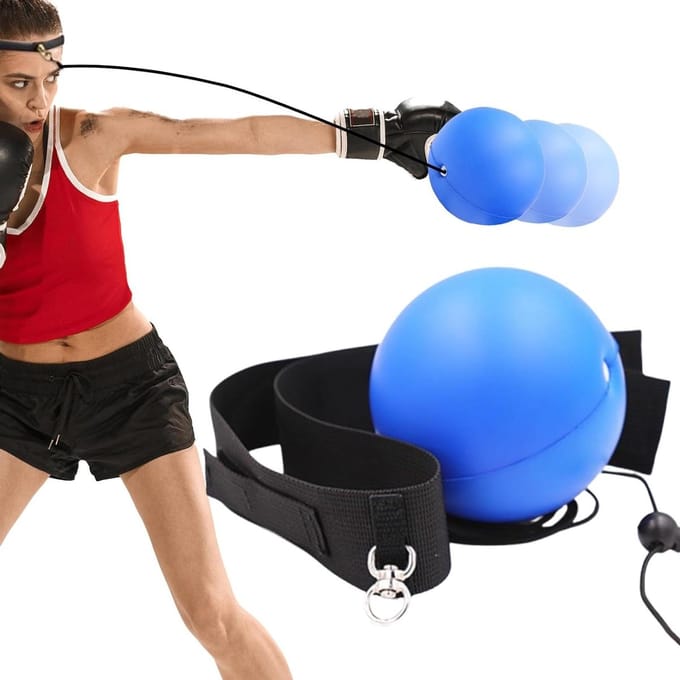 Reflexbal Boksen - Boks Trainingsbal - Verbeter Reactievermogen - Verstelbare Hoofdband - 9 cm Bal - Blauw