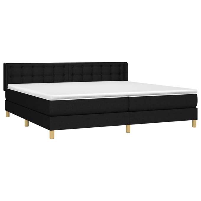 vidaXL - Boxspring - met - matras - stof - zwart - 200x200 - cm