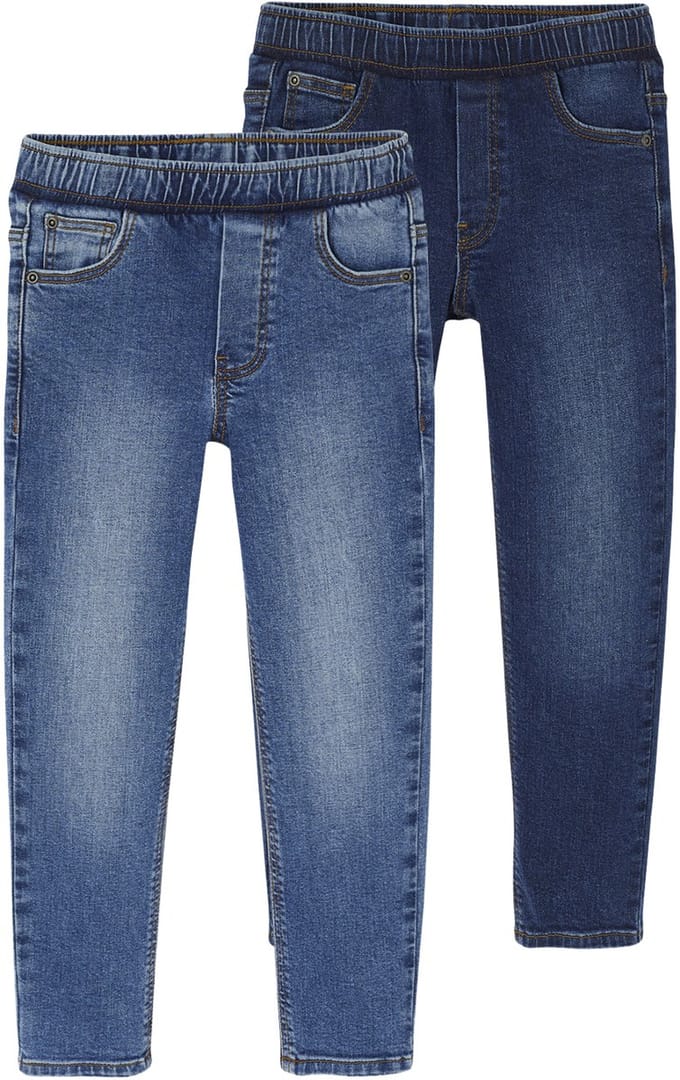 Vertbaudet Set van 2 slim-fit jeans met elastische en verstelbare taille