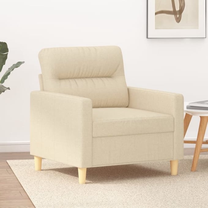 vidaXL - Fauteuil - 60 - cm - stof - crèmekleurig