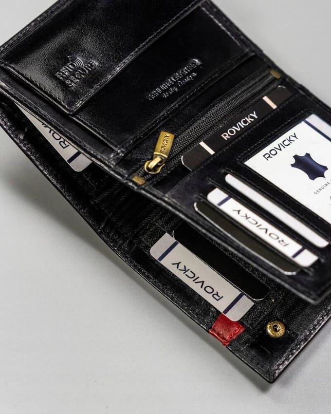Rovicky - Verticale Leren Portemonnee - RFID - Groot - Stijlvol