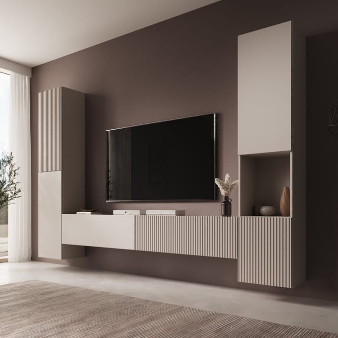 Meubella - Cruzar - Wandmeubel - Beige - 280x30x180 cm