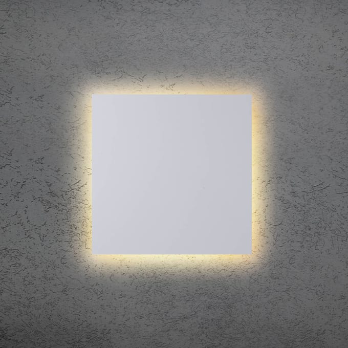 Escale LED wandlamp BLADE Q, wit, 34 x 34 cm, metaal, dimbaar