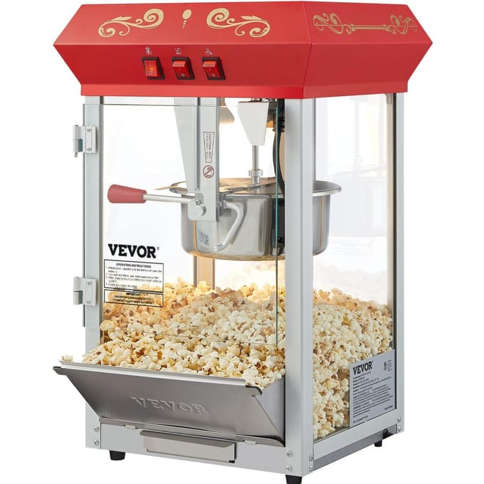 Machine à Popcorn Machine à Popcorn de Comptoir 850W 8 oz 48 Tasses Rouge