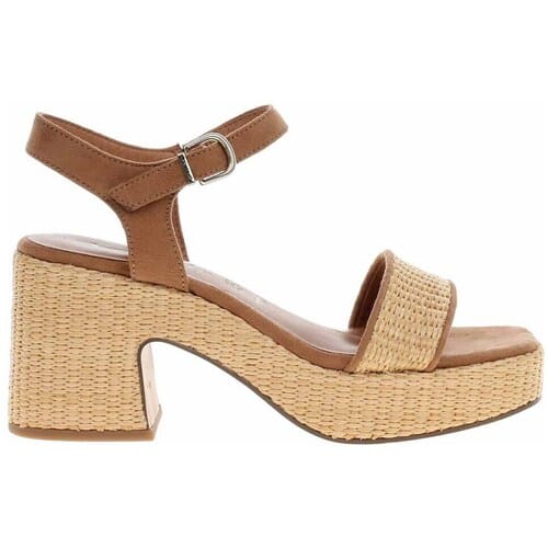 Tamaris Tamaris Sandalen met hak cognac Textiel