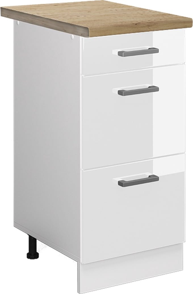 Vicco R-Line Keukenonderkast – 40 cm met laden, WB Eik Wit Hoogglans