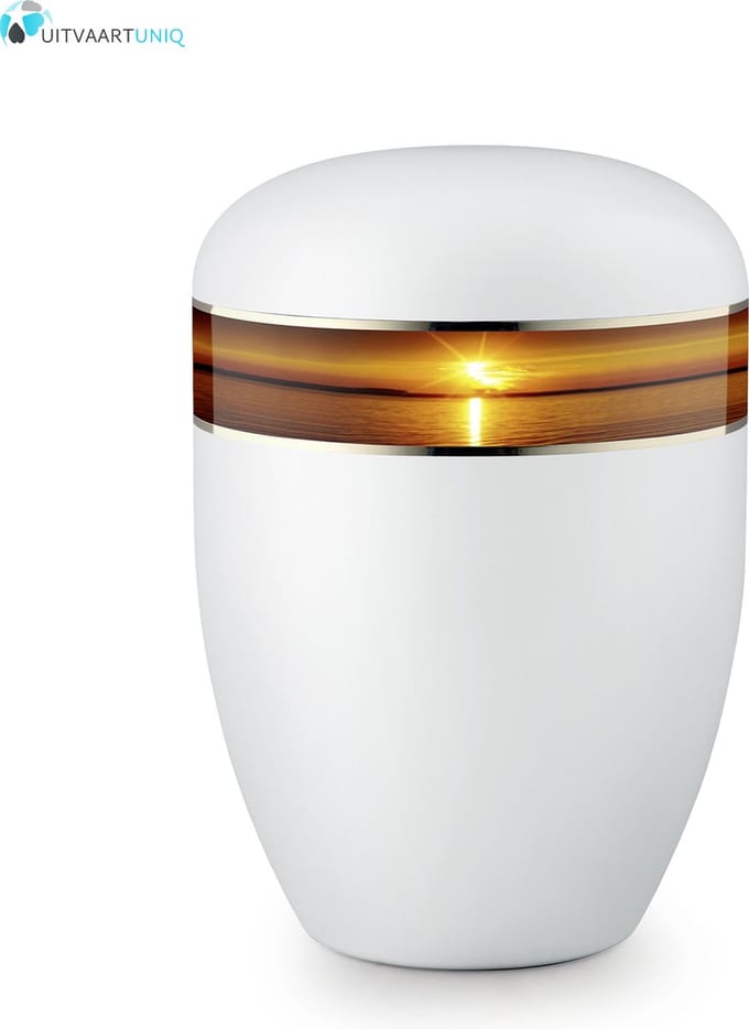 Eco urn wit zonsondergang - bio (biologisch afbreekbaar)