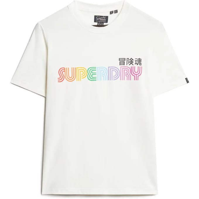 Superdry - Rainbow T-shirt met logo en relaxte pasvorm - Dames - T-shirts