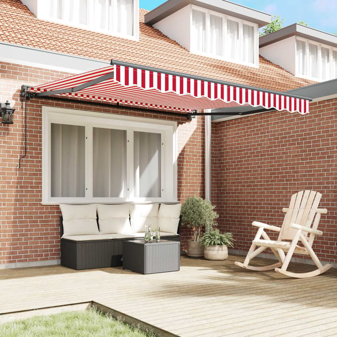 vidaXL Zijde Frame Rood en Wit 300 x 250 cm Polyester met PU-coating