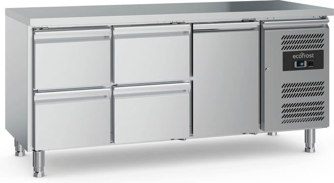 Ecofrost Koelwerkbank 417L - 1 Deur + 4 Laden - RVS