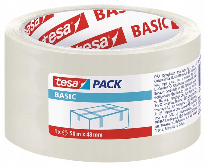 Tesa Basic Pakkingstape 48mm x 50m Transparant - Hoge Kwaliteit
