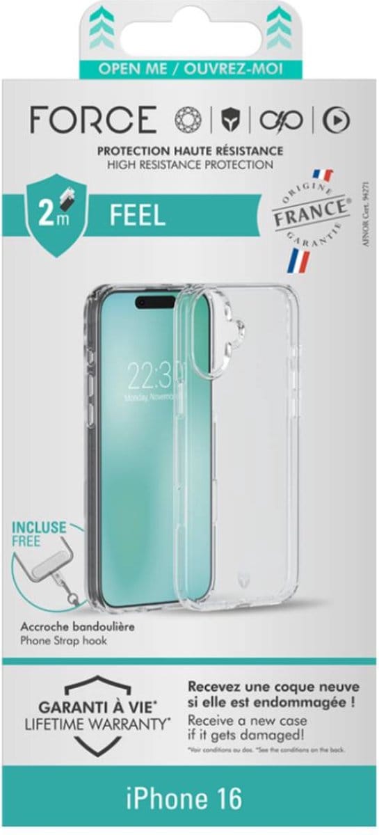 Force Case, Hoesje geschikt voor iPhone 16 - Versterkt, Transparant