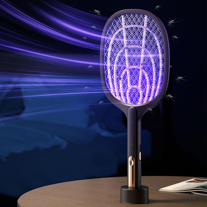 2-in-1 Elektrische Vliegenvanger USB Oplaadbaar Efficiënt Draagbare Vliegenvanger Lamp voor Huisveiligheid wit