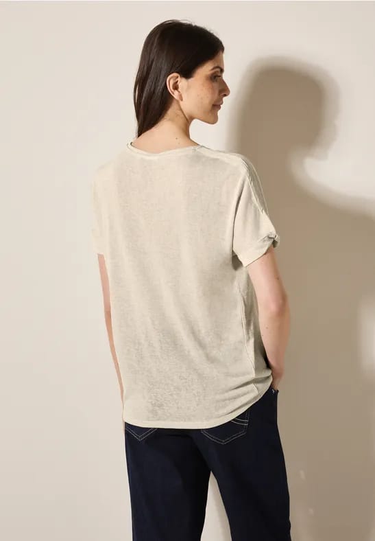 Linnen look shirt met glitter