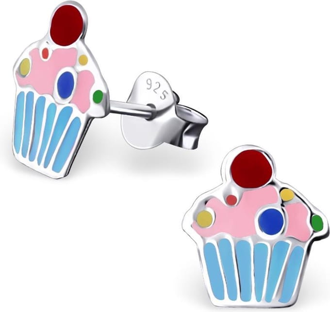 Princess Oorbellen Axis - 925 Zilver E-Coating - Cupcake - 8x9mm