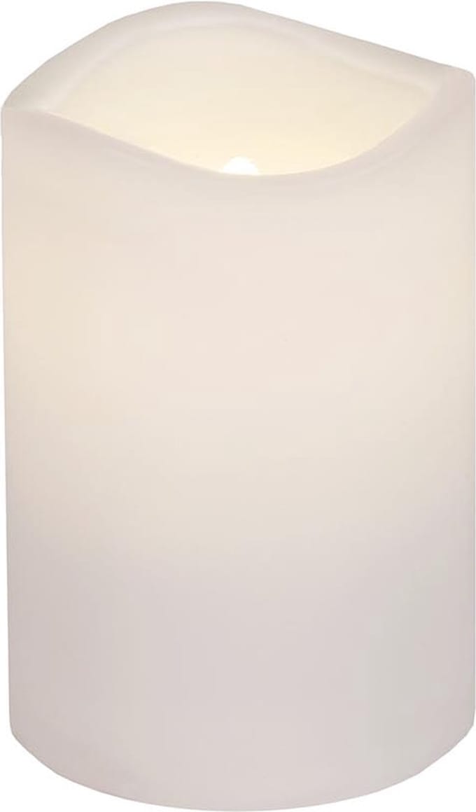 Star Trading Kaars Paul, zuilkaars, wit, LED, timer, warm wit, voor buiten, 11,5 cm