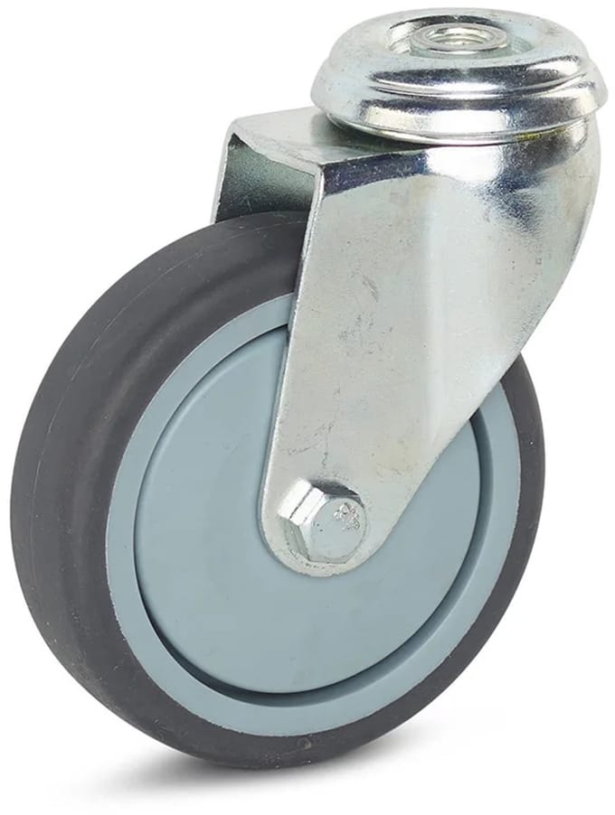Trolley zwenkwiel met centraal gat - 100mm - 100kg