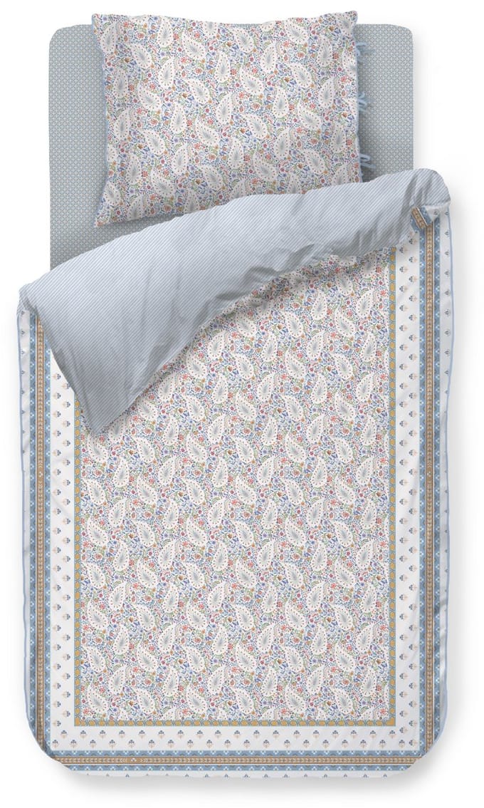 Pip Studio Kairi Bloom kussensloop - Licht blauw - 60 x 70 cm