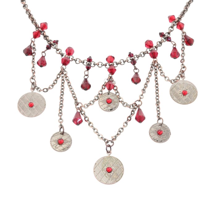 Behave – Statement ketting rode kralen – Boho look rosékleur vintage