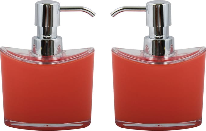 MSV Zeeppompje/dispenser Aveiro - 2x - PS kunststof - rood/zilver - 11 x 14 cm - 260 ml