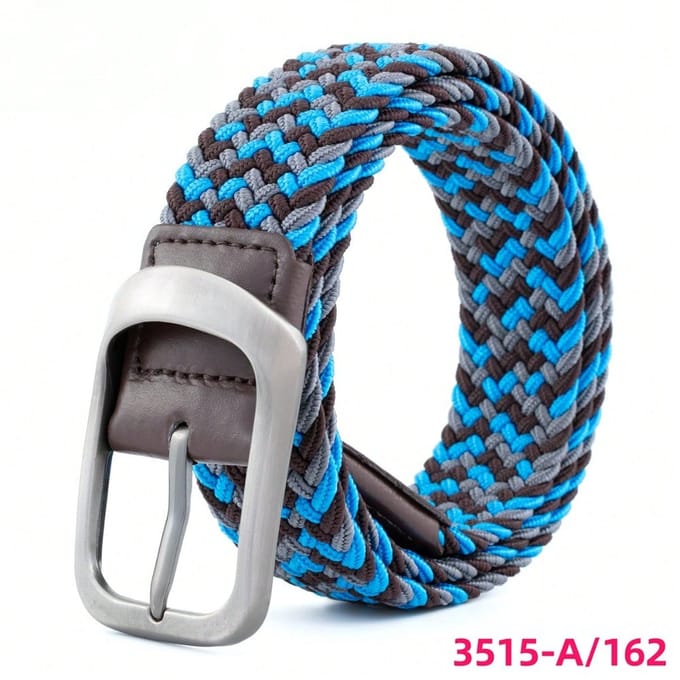 Nouvelle Ceinture Élastique Tissée pour Homme, Boucle à Ardillon sans Trou Élastique pour Femme, Ceinture Tendance 105cm blue