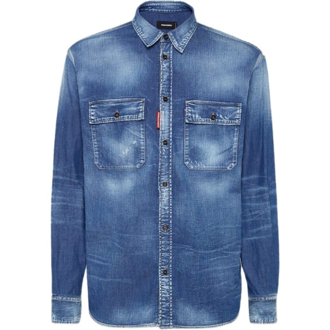 Dsquared2 Relax Dan Worker Pocket Shirt Marineblauw