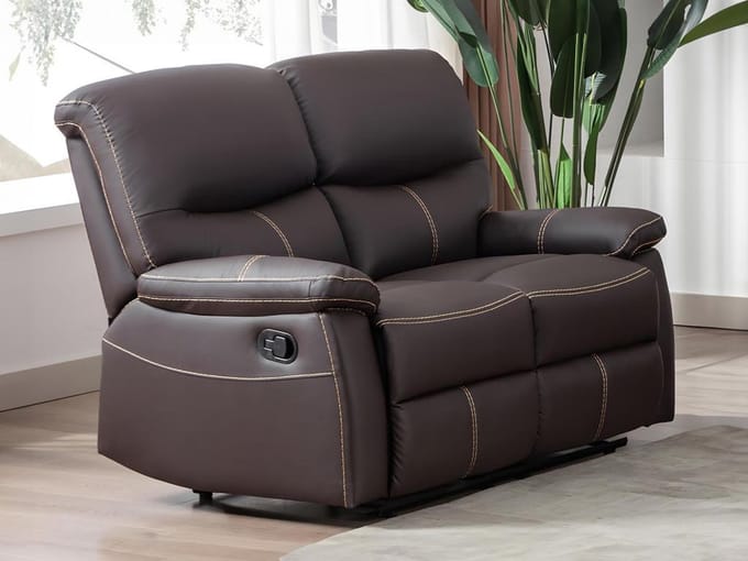 Vente-unique Tweezits relaxbank in bruin kunstleer CANBY